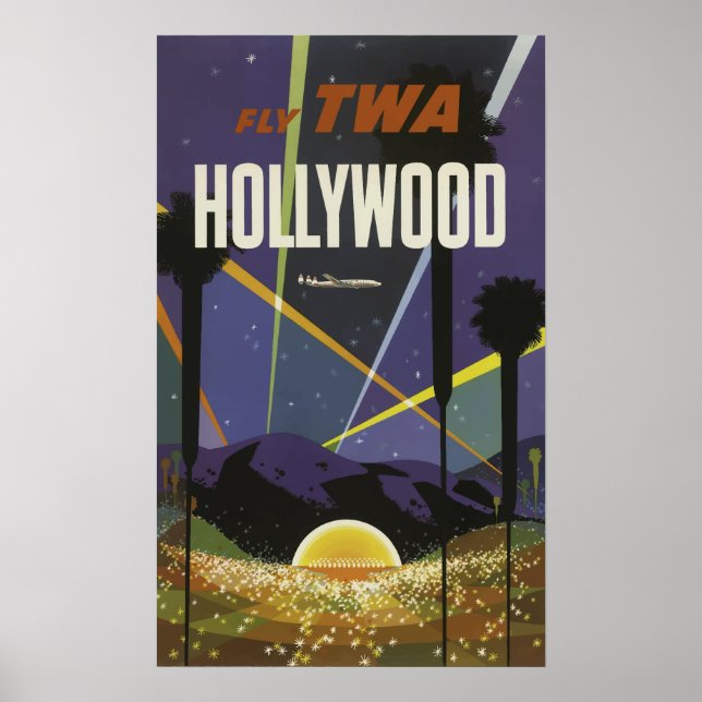 Poster Vintage voyage - États-Unis Hollywood (Devant)