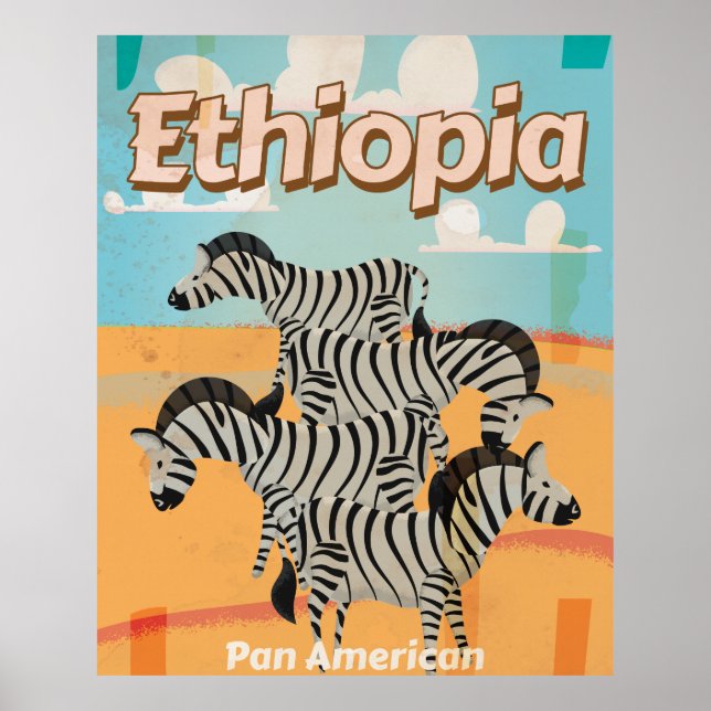 Poster Vintage voyage Ethiopien. (Devant)