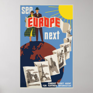 Poster Vintage voyage européen