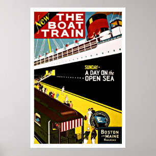 Poster Vintage voyage ferroviaire de Boston et du Maine