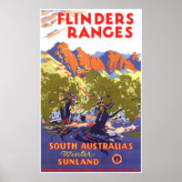 Poster Vintage voyage Flinders Ranges Australie