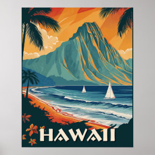Poster Vintage voyage Hawaï