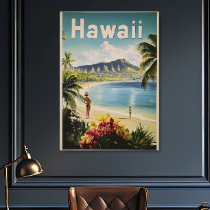 Poster Vintage voyage Hawaï