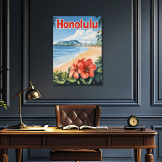 Poster Vintage voyage Honolulu