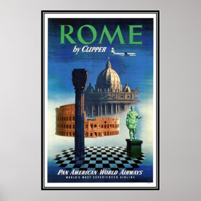 Poster Vintage Voyage Italie, Rome - (Devant)