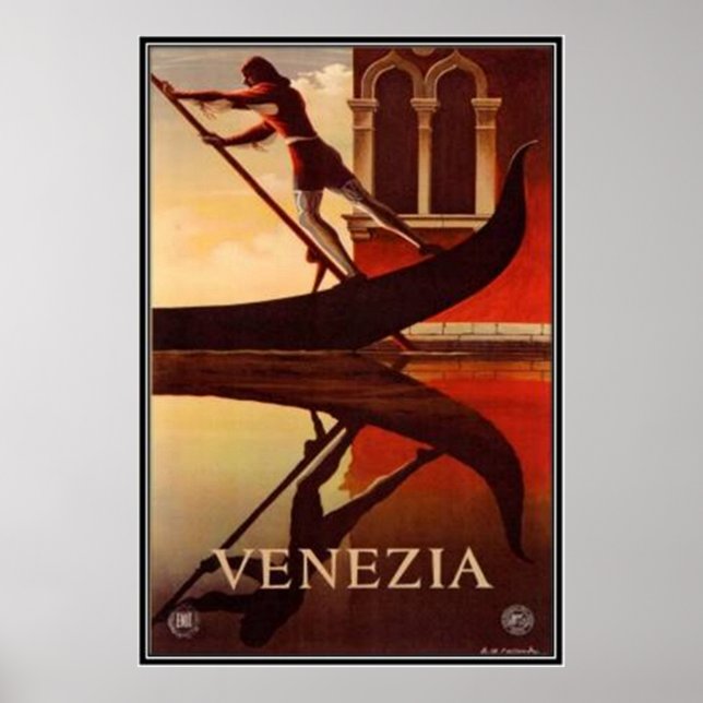 Poster Vintage voyage Italie, Venise - (Devant)
