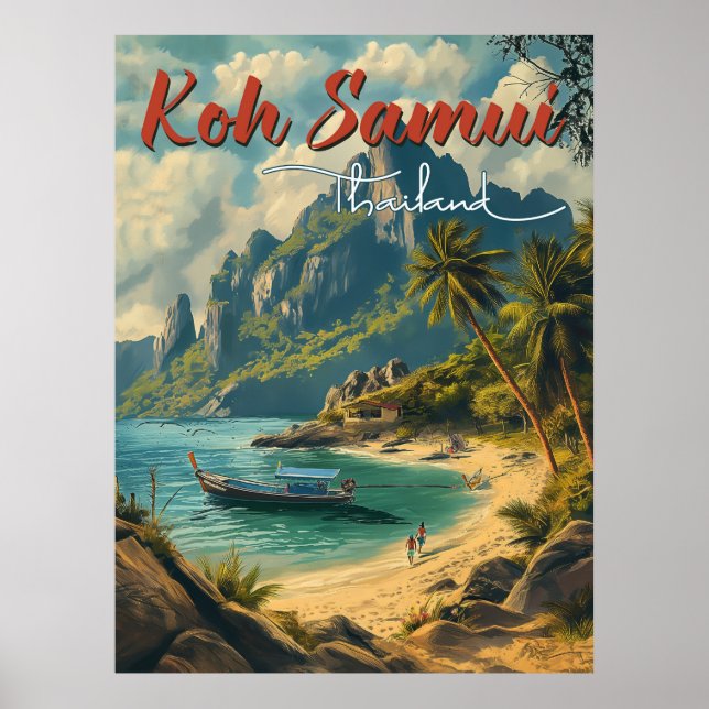 Poster Vintage voyage Koh Samui (Devant)