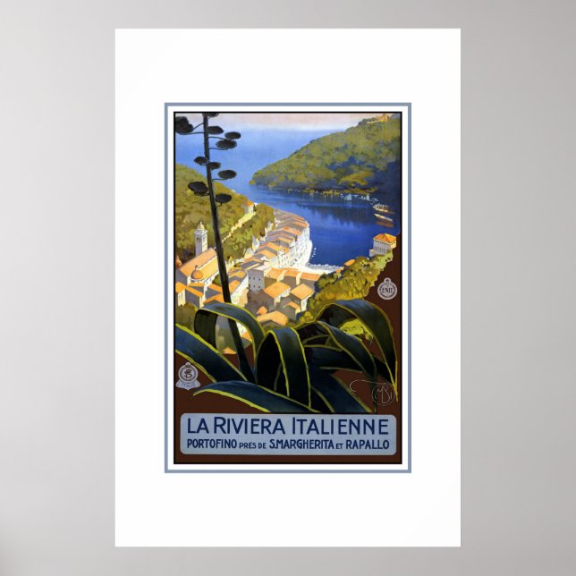 Poster Vintage voyage La Rivera Italienne (Devant)