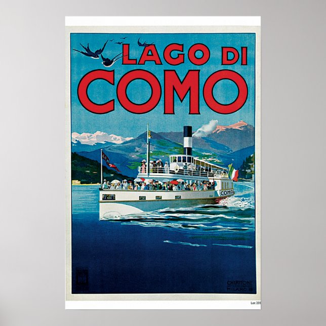 Poster Vintage voyage Lago Di Como (Devant)