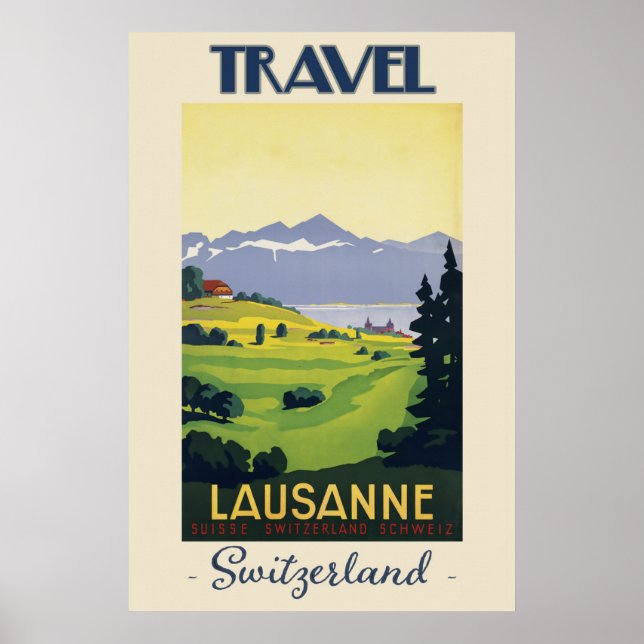 Poster Vintage voyage Lausanne Suisse (Devant)