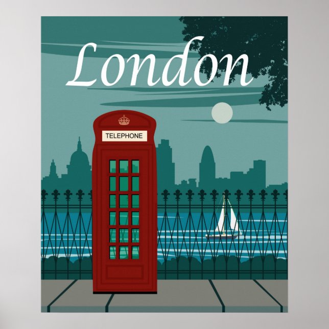 Poster Vintage voyage Londres (Devant)