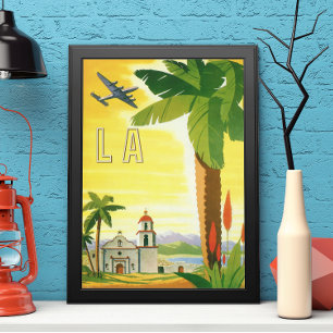 Poster Vintage voyage, Los Angeles, Californie