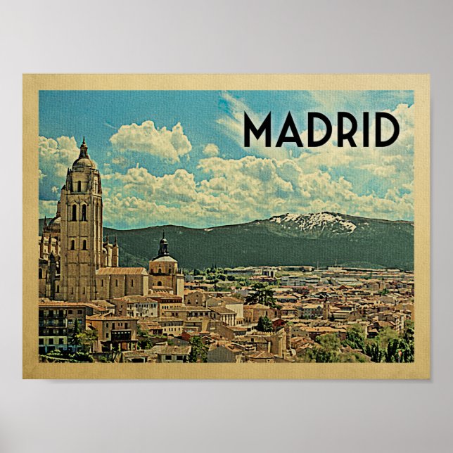 Poster Vintage voyage Madrid (Devant)