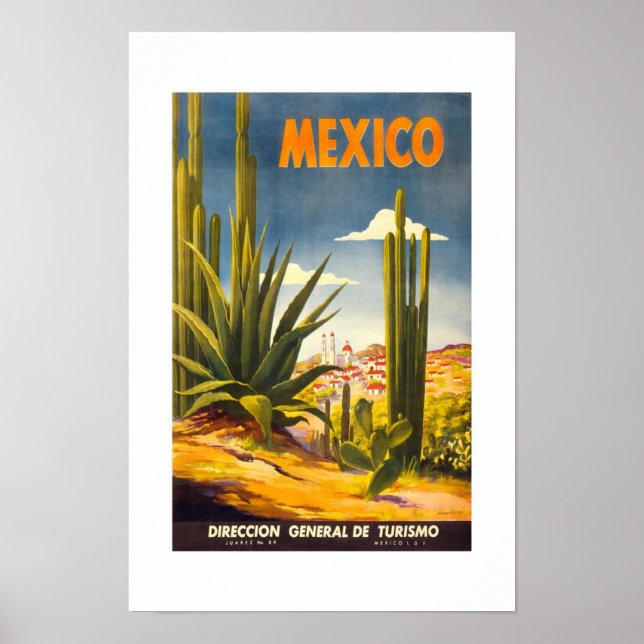 Poster Vintage voyage Mexique (Devant)