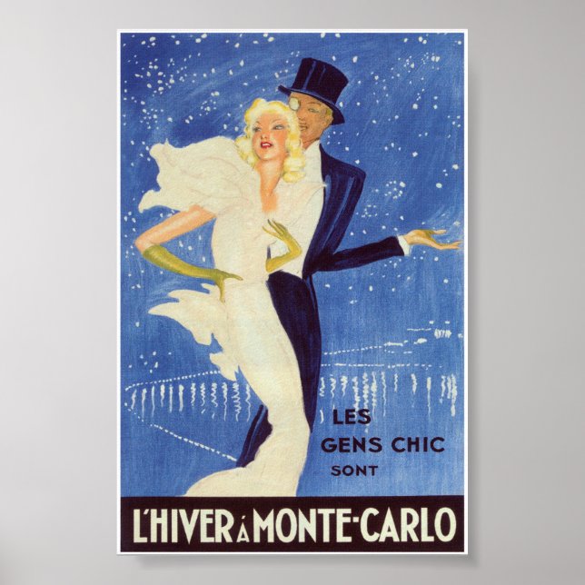 Poster Vintage voyage Monte Carlo (Devant)