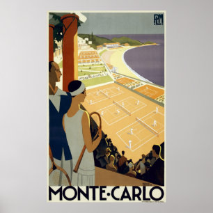 Poster Vintage voyage Monte Carlo Monaco