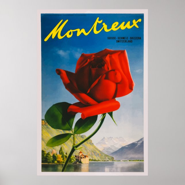 Poster Vintage voyage Montreux Suisse (Devant)