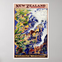 Poster Vintage voyage néo-zélandais