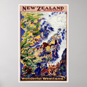 Poster Vintage voyage néo-zélandais