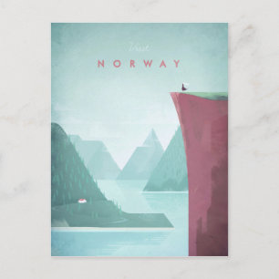 Poster Vintage voyage norvégien - Carte postale Ar