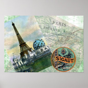 Poster Vintage voyage Paris