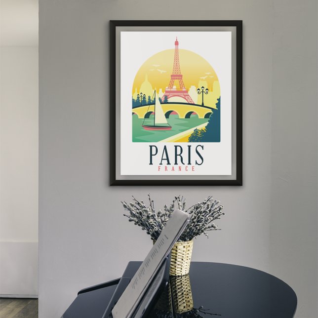 Poster Vintage voyage Paris France (paris france vintage travel poster)