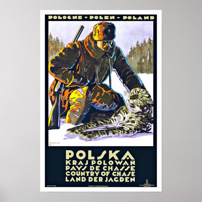 Poster Vintage voyage Polska Pologne (Devant)