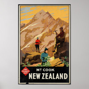 Poster Vintage voyage pour la Nouvelle-Zélande