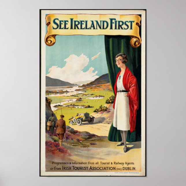 Poster Vintage voyage pour l'Irlande (Devant)