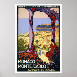 Poster Vintage voyage pour Monaco & Monte Carlo