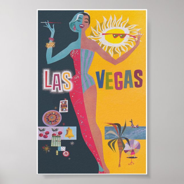 Poster Vintage voyage rétro Las Vegas (Devant)