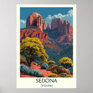 Poster Vintage voyage Sedona Arizona   Red Rock