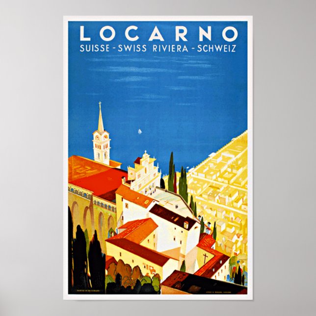 Poster Vintage voyage suisse Locarno Riviera (Devant)