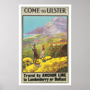 Poster Vintage voyage Ulster Irlande