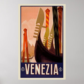 Poster Vintage voyage Venice, Italie