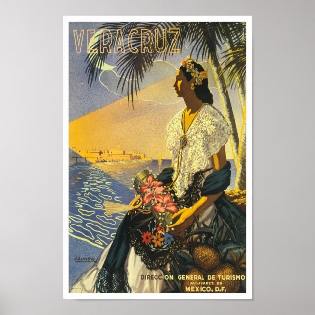 Poster Vintage voyage Veracruz (Devant)