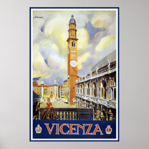 Poster Vintage voyage Vicenza Italie
