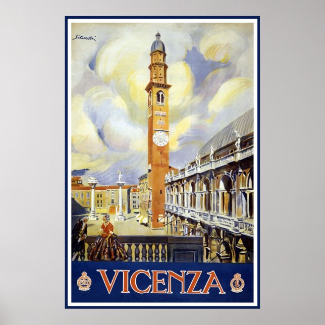 Poster Vintage voyage Vicenza Italie (Devant)