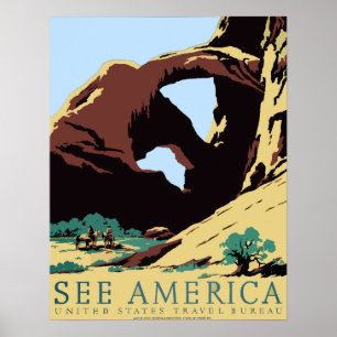 Poster Vintage voyage WPA Voir America Arches