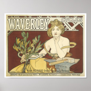 Poster vintage Waverly Cycles