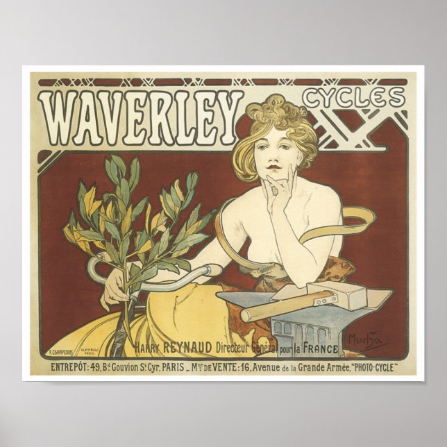 Poster vintage Waverly Cycles (Devant)