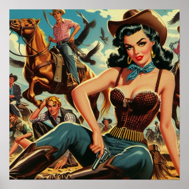 Poster Vintage Western Country Girl (Devant)