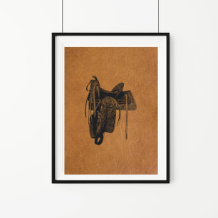 Poster Vintage Western Horse Saddle