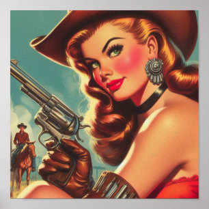 Poster Vintage Western Pin-up