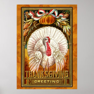 Poster Vintage White Thanksgiving Turquie
