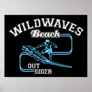 Poster Vintage Wild Waves Beach Surf extérieur