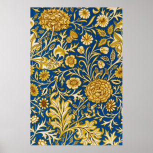 Poster Vintage William Morris Cherwell Bleu Art Floral