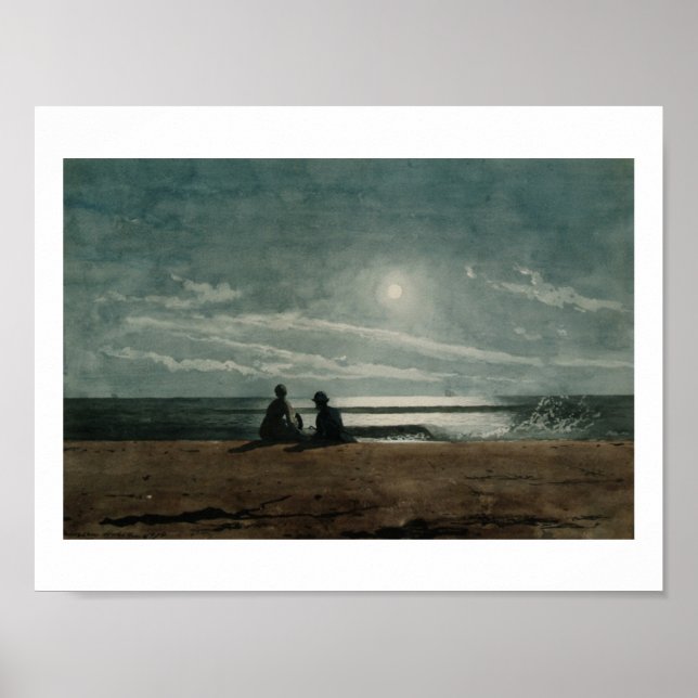 Poster Vintage Winslow Homer Moonlight (Devant)