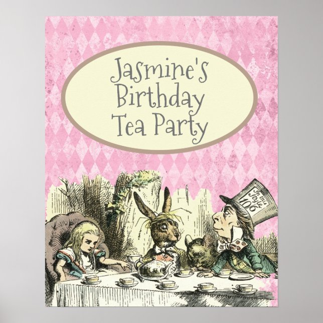 Poster Vintage Wonderland Tea Party rose (Devant)