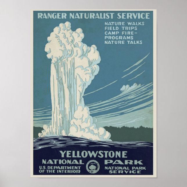 Poster vintage Yellowstone Park Geyser (Devant)